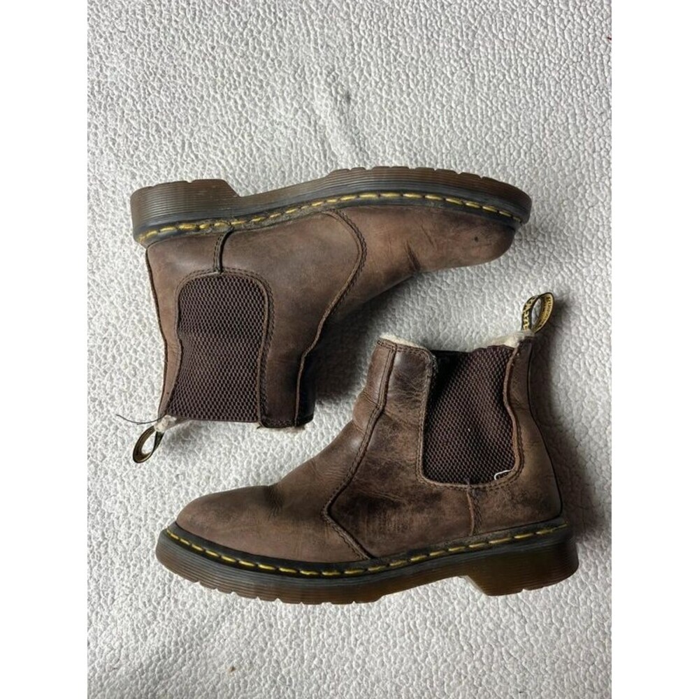 Dr. Martens Brown Leather Sherpa Lined Chelsea Boots Womens 7